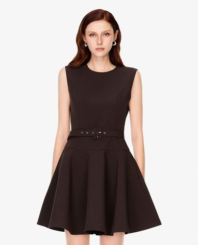  GIGI - Đầm sát nách mini cổ tròn phối thắt lưng 