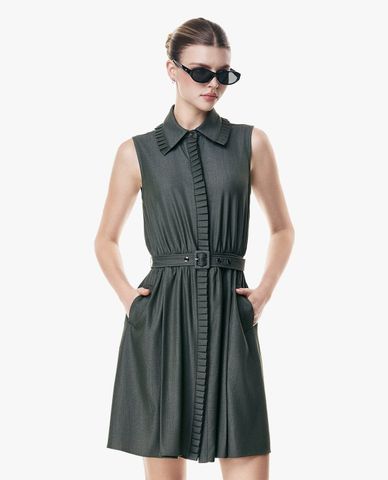  GIGI - Đầm sơ mi sát nách mini phối thắt lưng 