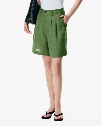  GIGI - Quần shorts nữ ống rộng cạp cao xếp li 