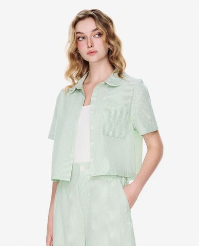  GIGI - Áo sơ mi nữ cổ bẻ tay ngắn phom croptop 