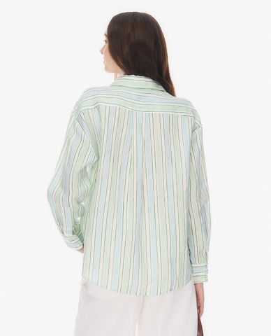  GIGI - Áo sơ mi nữ cổ bẻ tay dài kẻ sọc phom suông 