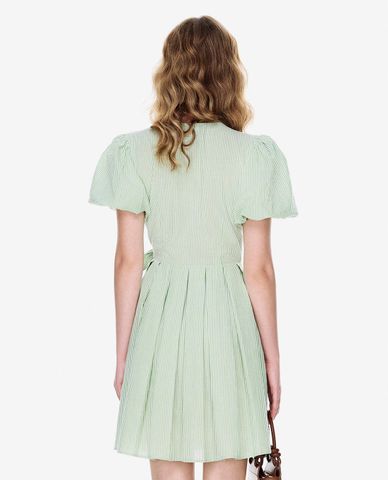  GIGI - Đầm xếp li mini cổ V tay phồng 