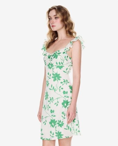  GIGI - Đầm hai dây mini cổ thuyền in hoa 