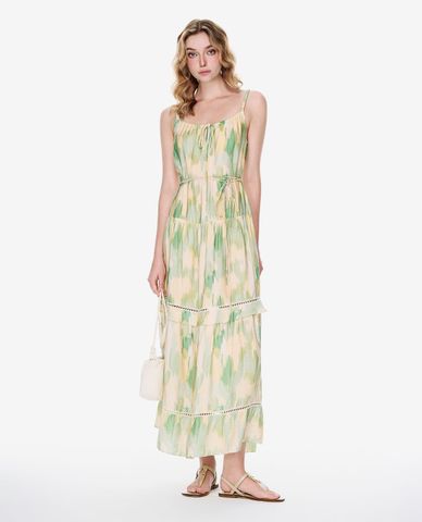  GIGI - Đầm hai dây midi xếp tầng phối màu độc đáo 