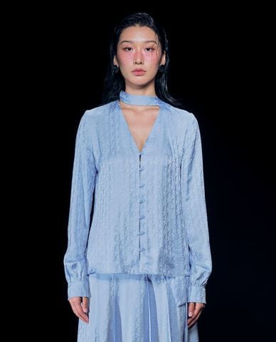  GIGI - Áo kiểu nữ cổ V tay dài nữ tính 