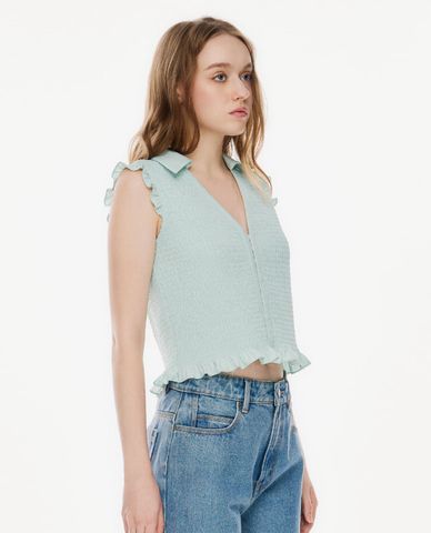  GIGI - Áo sát nách nữ cổ V phối bèo nhún 