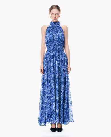  GIGI - Đầm maxi cổ yếm nhún eo họa tiết hoa 
