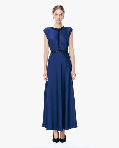  GIGI - Đầm sát nách maxi cổ tròn viền ren 