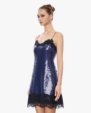  GIGI - Đầm hai dây mini phối ren đính sequin 