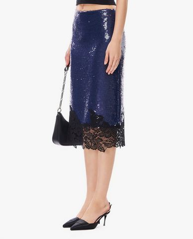  GIGI - Chân váy phom suông midi viền ren đính sequin 