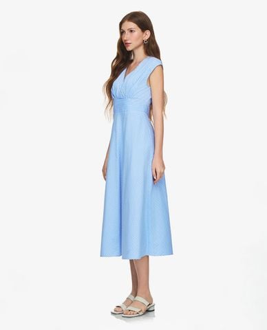  GIGI - Đầm sát nách midi cổ V kẻ sọc 