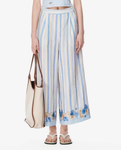  GIGI - Quần nữ ống rộng kẻ sọc in họa tiết 