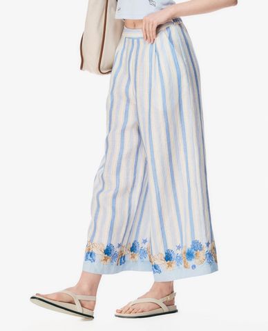  GIGI - Quần nữ ống rộng kẻ sọc in họa tiết 