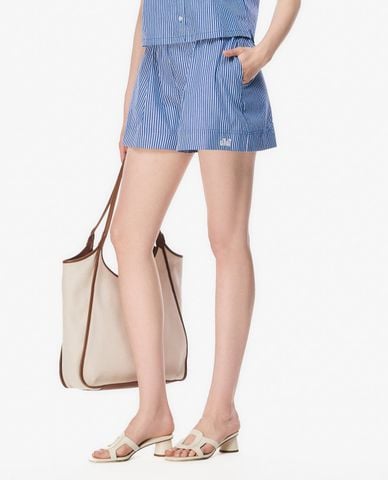  GIGI - Quần short nữ ống rộng lưng thun kẻ sọc 