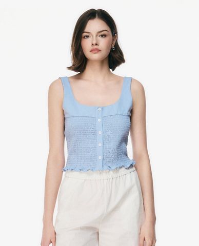  GIGI - Áo hai dây nữ cổ vuông phom ôm viền bèo 