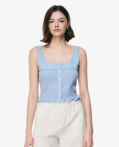  GIGI - Áo hai dây nữ cổ vuông phom ôm viền bèo 