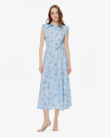  GIGI - Đầm sát nách midi cổ bẻ in họa tiết 
