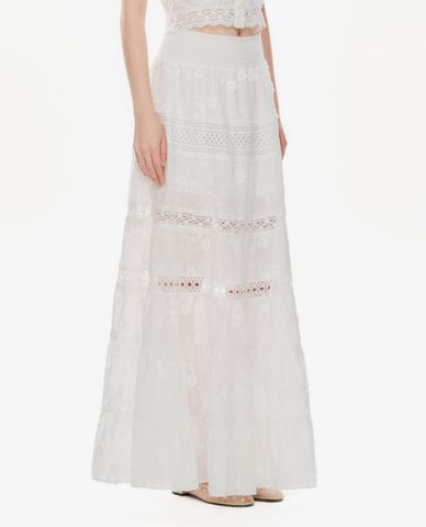 GIGI - Chân váy xếp tầng maxi phối ren 