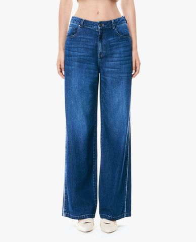  GIGI - Quần jeans nữ ống rộng wash bạc 