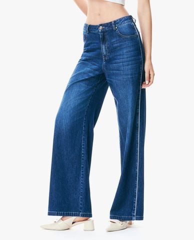  GIGI - Quần jeans nữ ống rộng wash bạc 