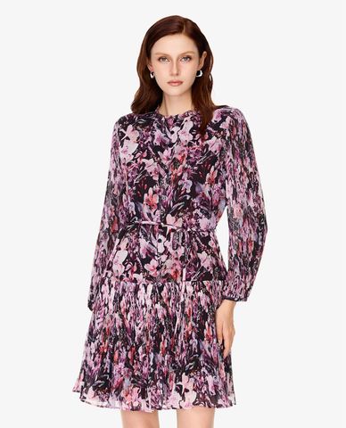  GIGI - Đầm mini cổ tròn tay dài họa tiết hoa 