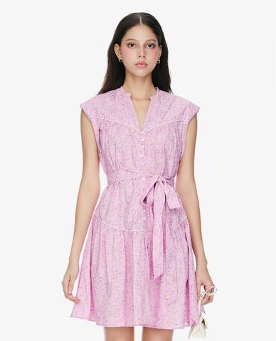  GIGI - Đầm sát nách mini cổ V phối nơ thời trang 