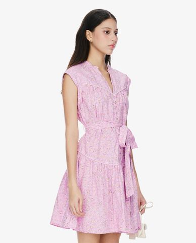  GIGI - Đầm sát nách mini cổ V phối nơ thời trang 