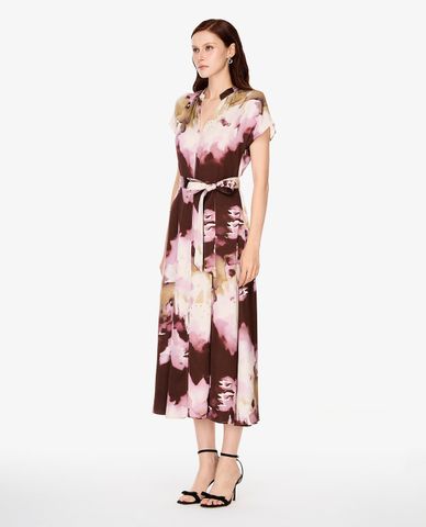  GIGI - Đầm sơ mi midi cổ V tay ngắn in hoa 