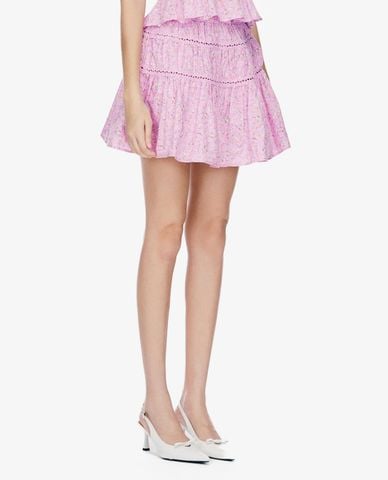  GIGI - Chân váy xếp tầng mini hoa nhí dáng xòe 