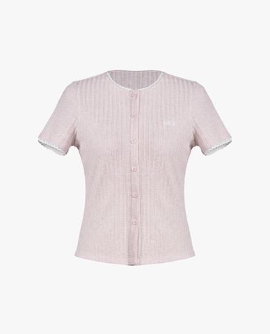  GIGI - Áo dệt kim nữ cổ tròn tay ngắn phom ôm 