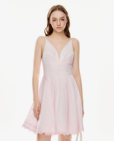  GIGI - Đầm hai dây mini dáng xòe phối ren 