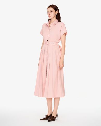  GIGI - Đầm sơ mi midi tay ngắn phối thắt lưng 