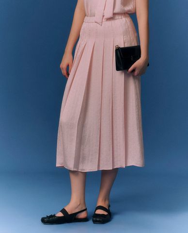  GIGI - Chân váy xếp li midi lưng thun nữ tính 