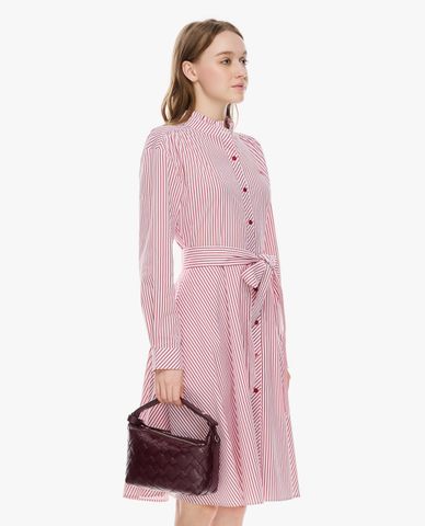  GIGI - Đầm sơ mi midi kẻ sọc phối dây thắt eo 