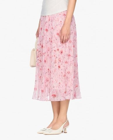  GIGI - Chân váy xếp li midi phối hoạ tiết hoa thanh lịch 