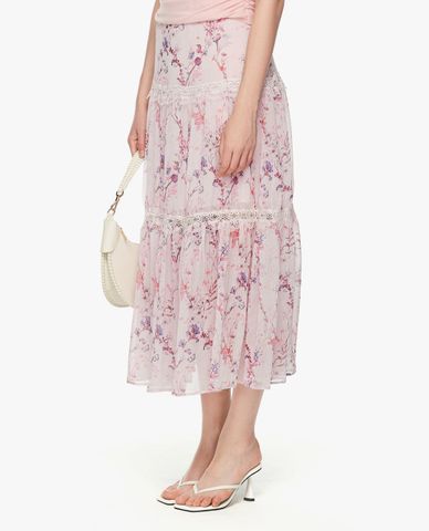  GIGI - Chân váy xếp tầng midi phối ren 