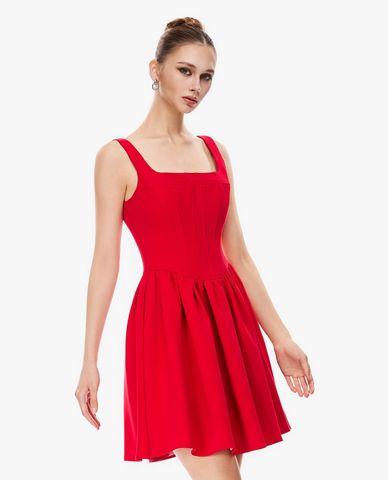  GIGI - Đầm hai dây mini cổ vuông dáng xoè 