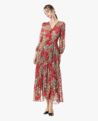  GIGI - Đầm xếp li midi cổ V họa tiết hoa 
