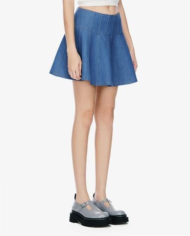  GIGI - Chân váy denim mini xếp li thời trang 
