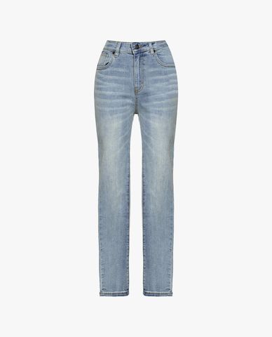  GIGI - Quần jeans nữ ống đứng lưng cao wash bạc 