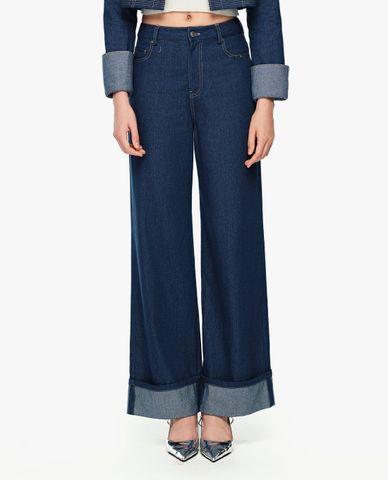  GIGI - Quần jeans nữ ống rộng gập gấu 