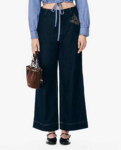  GIGI - Quần jeans nữ ống rộng thêu họa tiết 