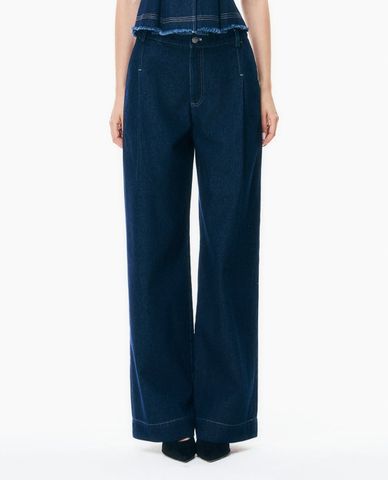  GIGI - Quần jeans nữ ống rộng cạp cao xếp li 