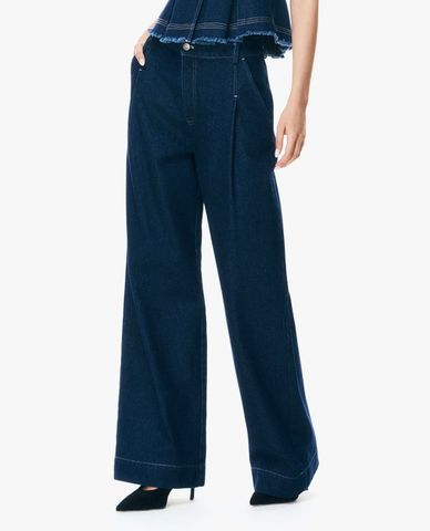  GIGI - Quần jeans nữ ống rộng cạp cao xếp li 