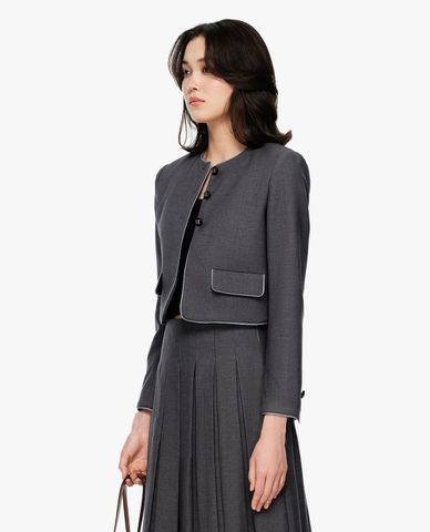  GIGI - Áo khoác croptop nữ cổ tròn tay dài 