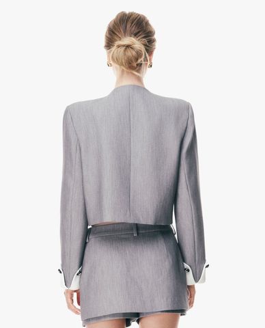 GIGI - Áo khoác croptop nữ tay dài phối nút lệch 