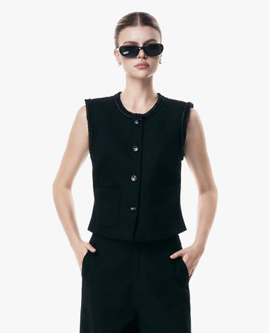  GIGI - Áo khoác gilet nữ sát nách phối viền 