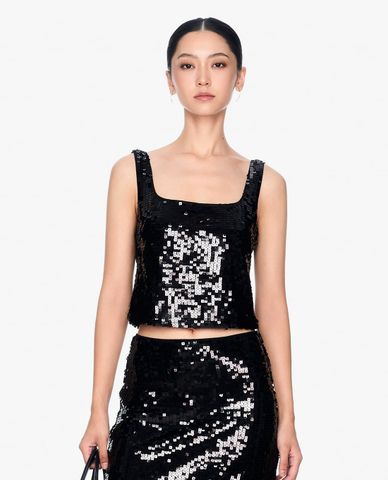  GIGI - Áo hai dây nữ cổ vuông đính sequin sang trọng 