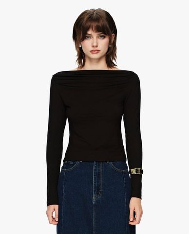  GIGI - Áo kiểu nữ cổ thuyền tay dài phom ôm 