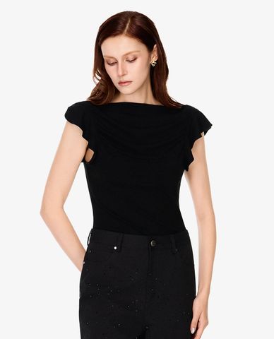  GIGI - Áo kiểu nữ cổ đổ tay cánh tiên nhún bèo 